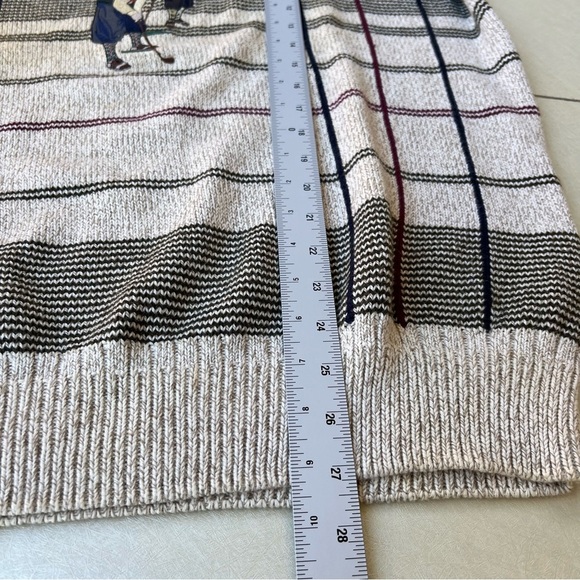 Vintage Gant Sweater Hand Framed Golf Striped Tan Grandpa 100% Cotton Men Size L - Picture 4 of 7